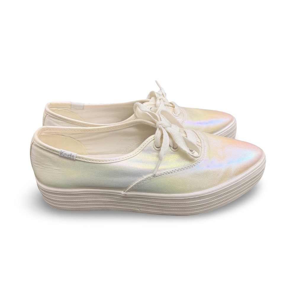 Keds Point Pearlized Lace Up Sneaker In White Size 7 - Picture 5 of 7